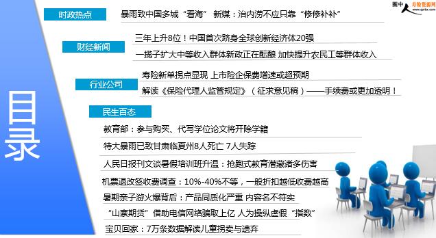 每日新闻速递保险公司2018年7月20日早会用.